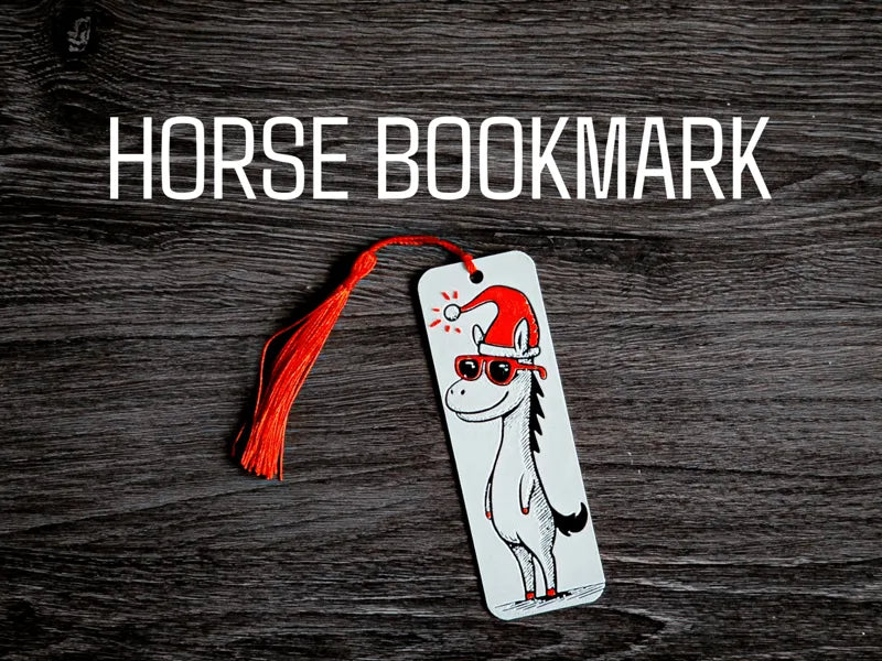 Cartoon Christmas Horse Bookmark