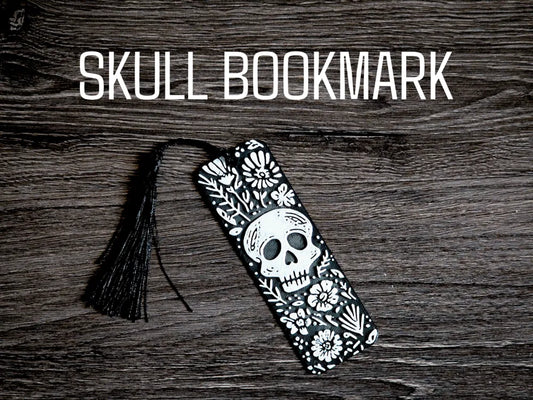 Skull and Flowers Bookmark