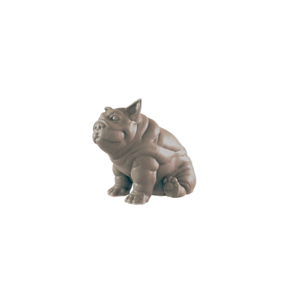 A bulldog figurine sits on a plain background.