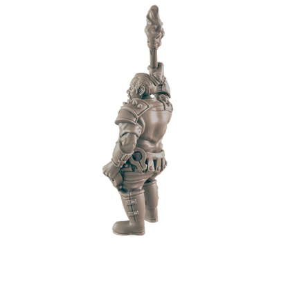 A miniature ogre figure, holding a torch aloft, stands against a dark background.