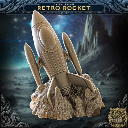Retro Rocket Coin Bank